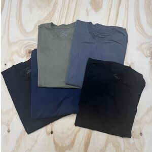 True Classic Mens Premium Fitted Crew Neck T-Shirt 5 Pack Large Black Gray blue